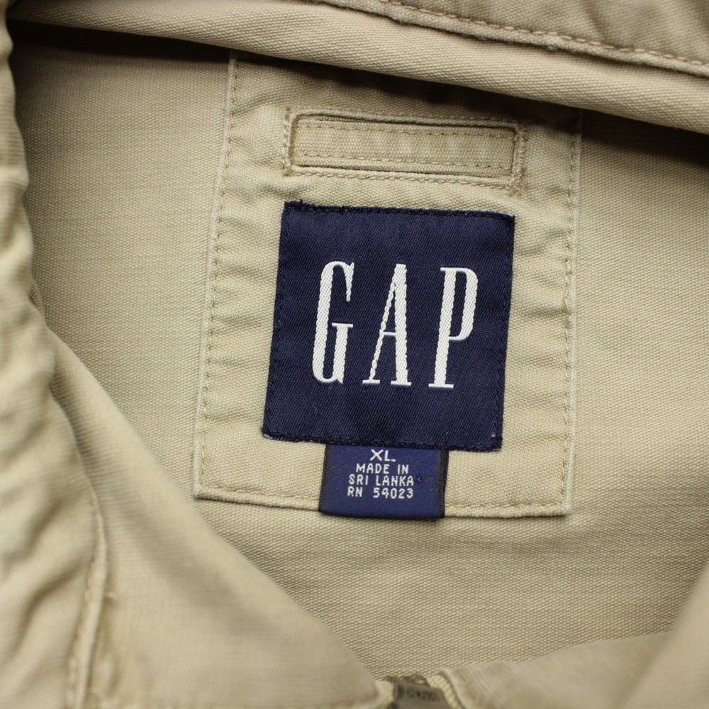 Vintage GAP Chore Jacket Mens XL Beige Long Sleeve Canvas Workwear Full Zip Coat - Picture 2 of 6